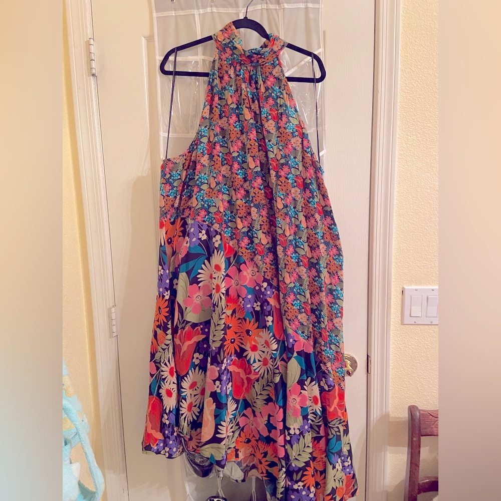 Anthropology plus size silk halter dress